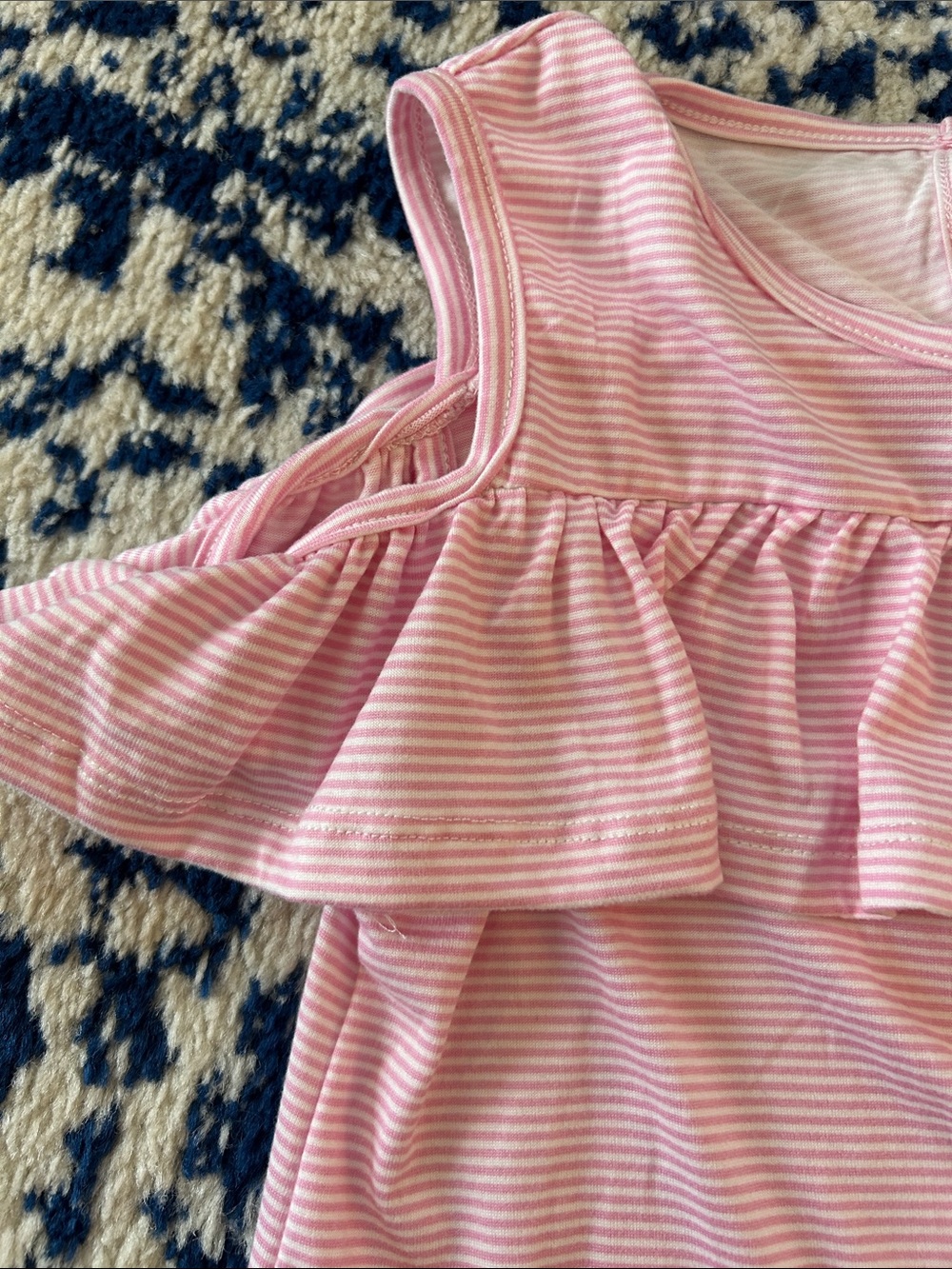 btween Pink & White Striped Ruffle Cold-Shoulder Top - Picture 6 of 6